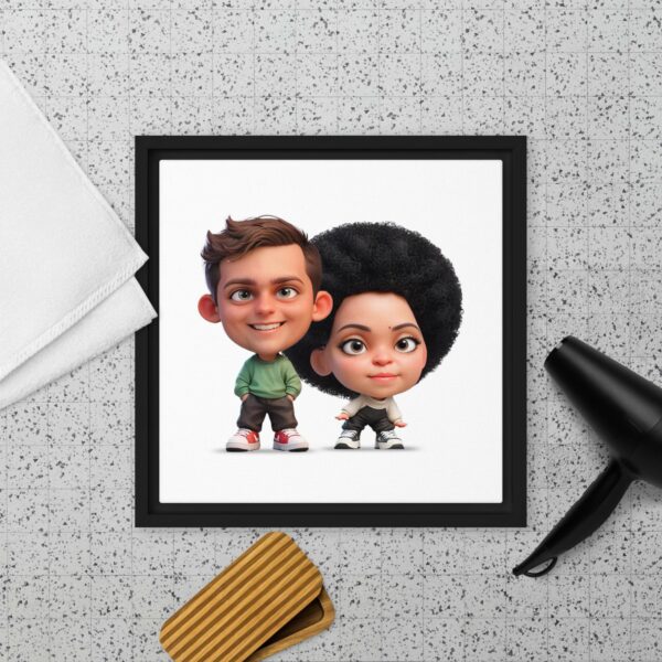 Personalized 3D Mini Character Framed Canvas 12"x12" – Square - Image 3