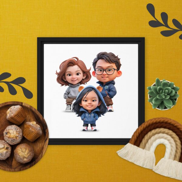 Personalized 3D Mini Character Framed Canvas 12"x12" – Square - Image 4
