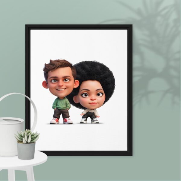 Personalized 3D Mini Character Framed Canvas 16"x20" - Portrait - Image 2