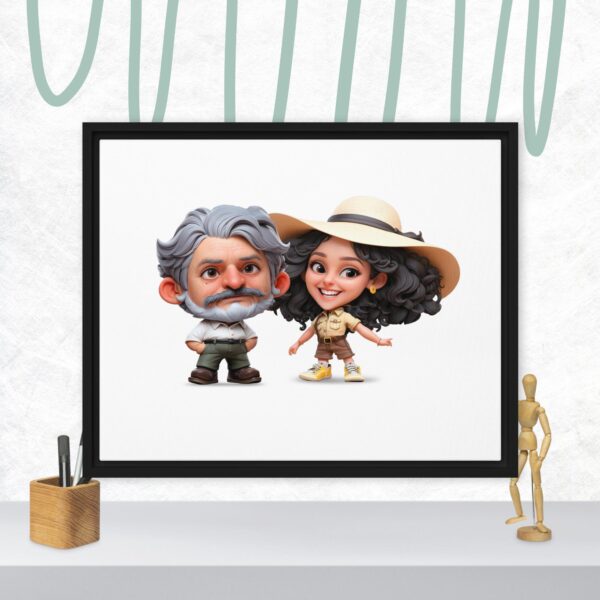 Personalized 3D Mini Character Framed Canvas 20"x16" – Landscape - Image 2